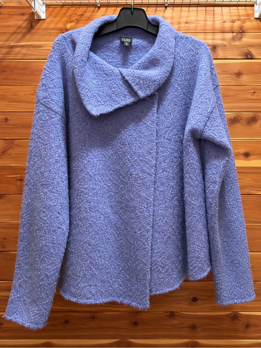Eileen Fisher Lavender Bouclé Wool-Blend Cowl Sweater So warm!